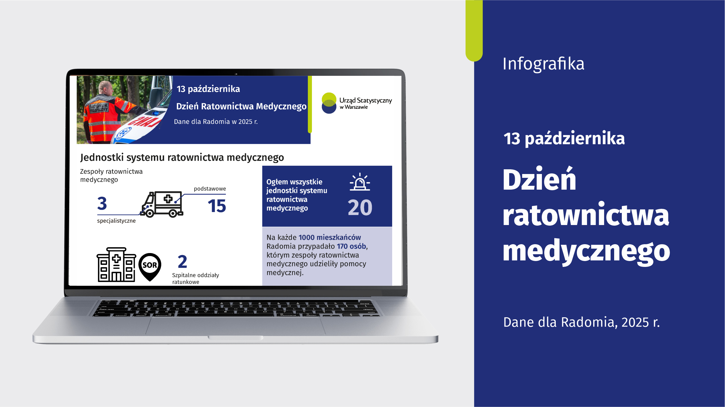 Laptop z infografiką Dzień Ratownictwa Medycznego